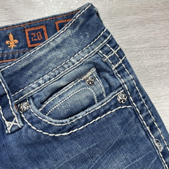 Rock Revival Jamie Easy Boot Jeans Womens 28 Blue Bootcut Distressed Denim - Picture 7 of 16